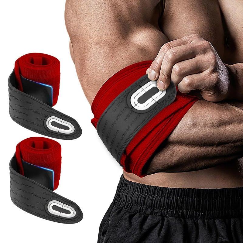 Jaffick Elbow Wraps for Weightlifting (1 Pair) - Double-Layer Reinforced 40'' Elastic Elbow Brace Compression Strap & Gym Joint Support Brace - for Bench Press, Powerlifting, and Pressing - Image 1